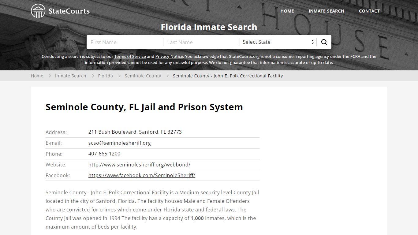 Seminole County - John E. Polk Correctional Facility ...
